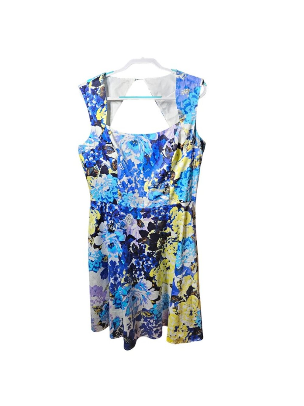 New York & Co. Floral Sleeveless A-Line Dress With Open Back Cutout Size 14
